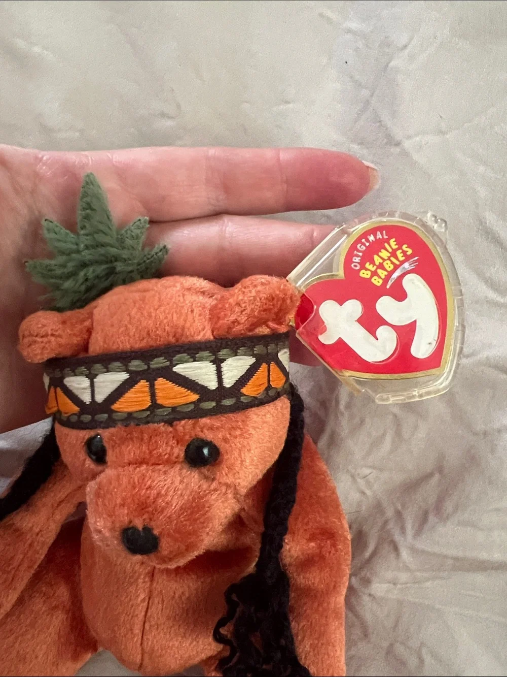 Ty Beanie Babies Little Feather Bear 2004 Plush w/ Tag Protector Thanksgiving
